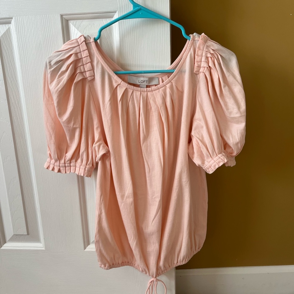LOFT Blush Puff Sleeve Blouse